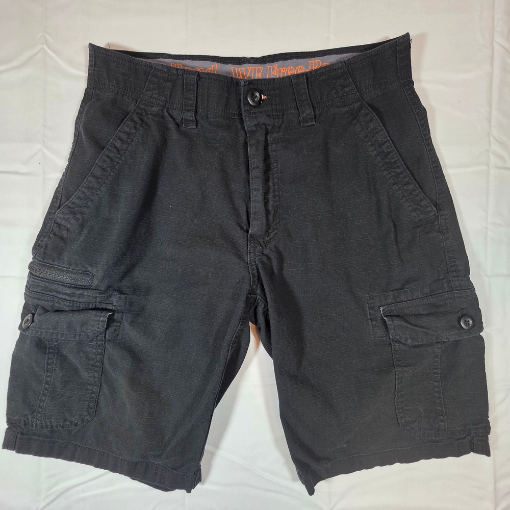 WearFirst Free-Band Mens Black Ripstop Cargo Shorts Size 32 Utility Pocket